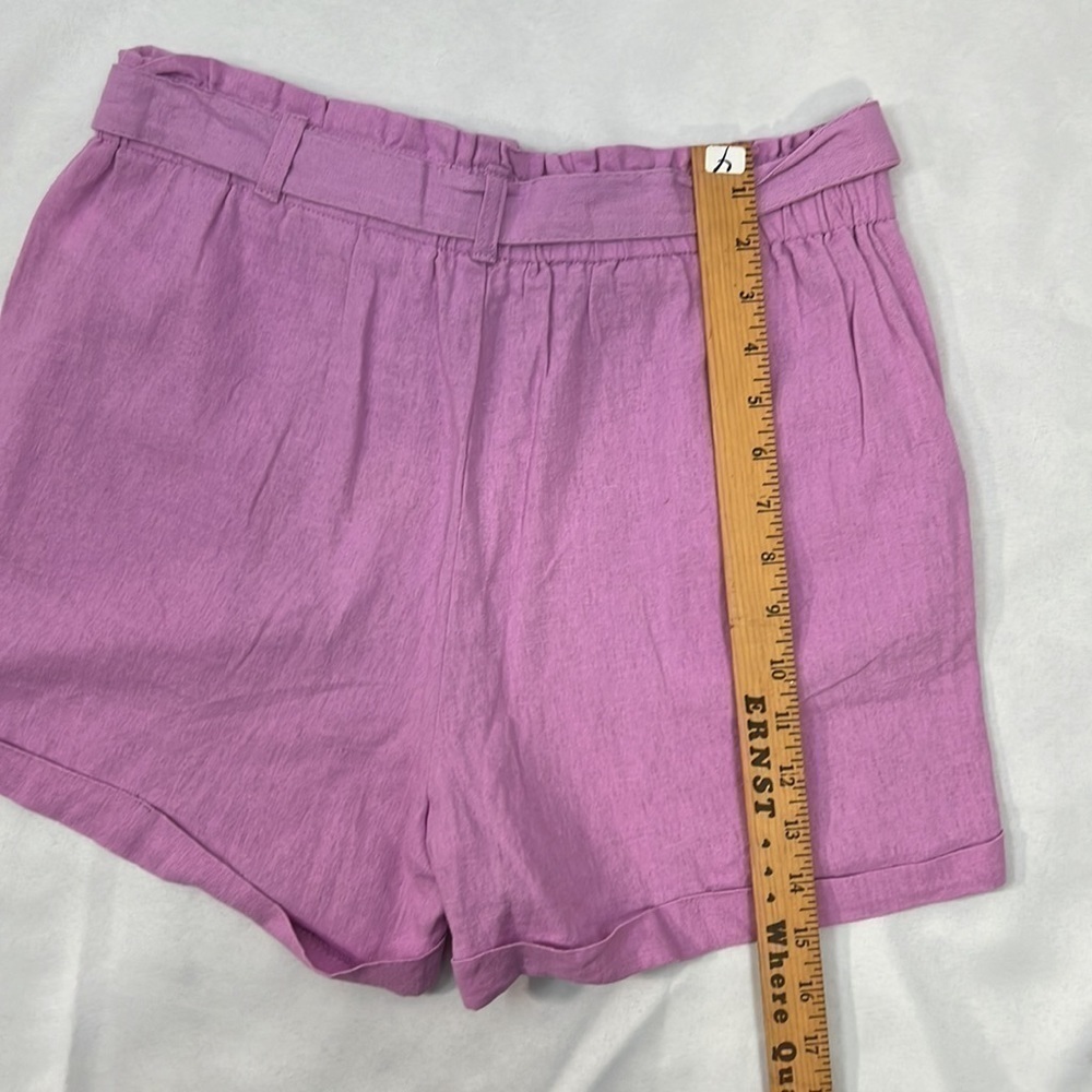 New! Revamped lilac linen blend shorts with tie waist Large - Picture 6 of 10